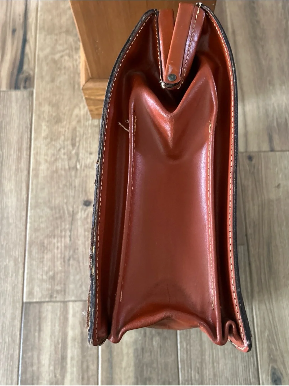 VINTAGE Genuine Deep Cowhide Leather Military Style Briefcase 1960’s Mid Century
